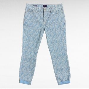 NYDJ | Blue Paisley Print Rachel Roll Cuff Boho Chic Ankle Blue Jeans